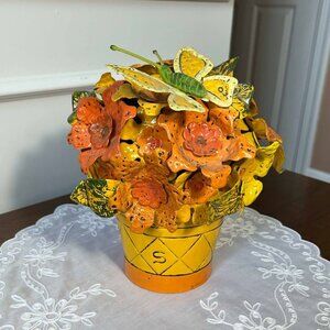 MCM Saldana Mexican tin flower and butterfly vase